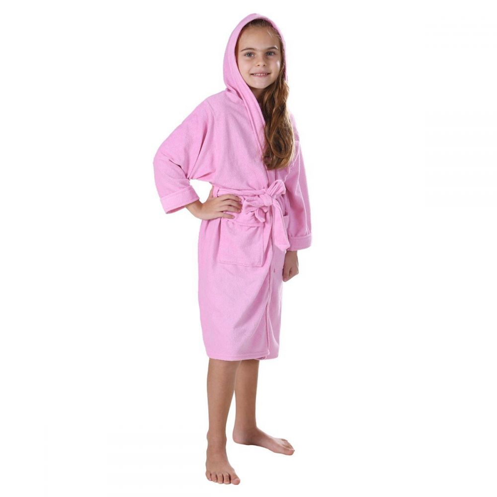 Roupão Infantil Malha Felpudo Kimono Com Bolsos Rosa Imagem 1