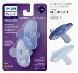 Chupeta c/ 2 Avent Philips Soothie 4-6 meses Azul Silicone